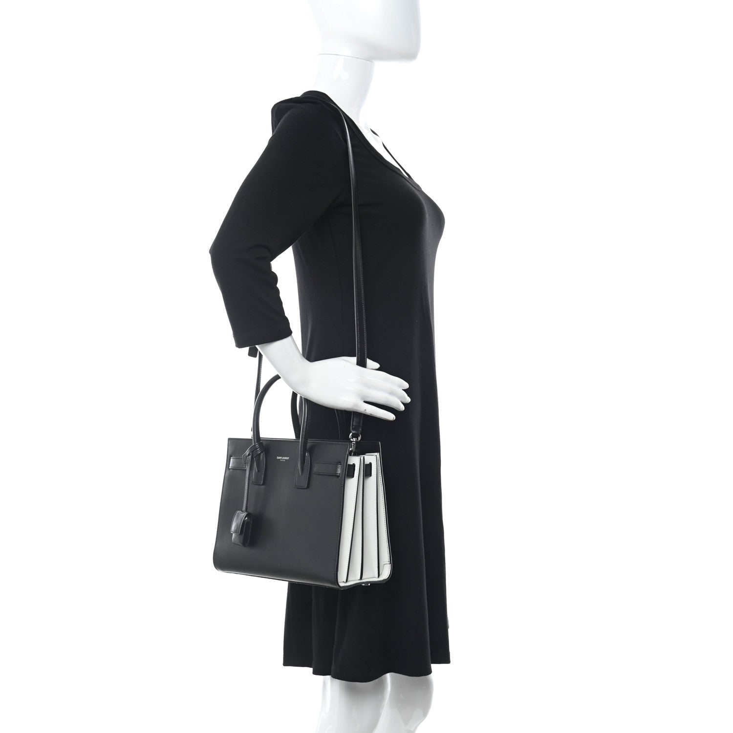 Saint Laurent Calfskin Small Sac De Jour Black White 2 of 12
