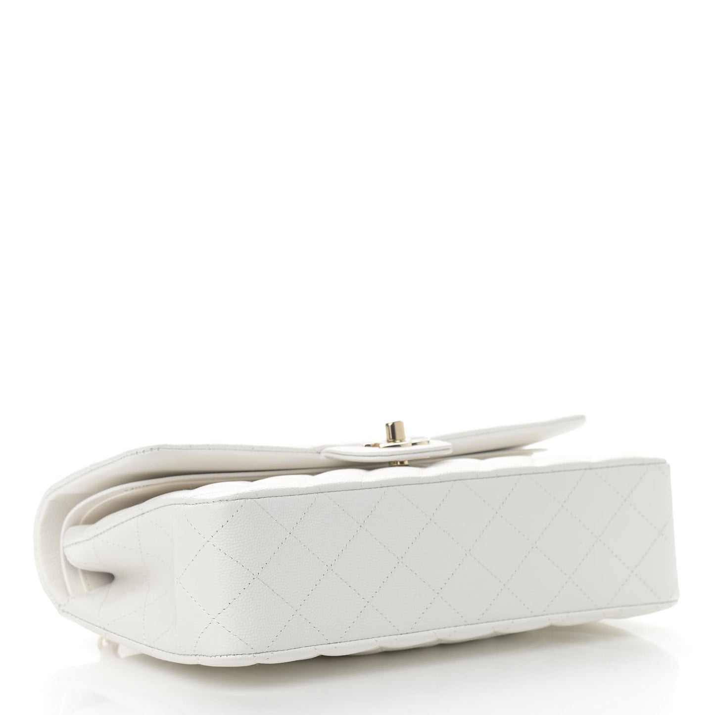 Caviar Quilted Medium Double Flap White