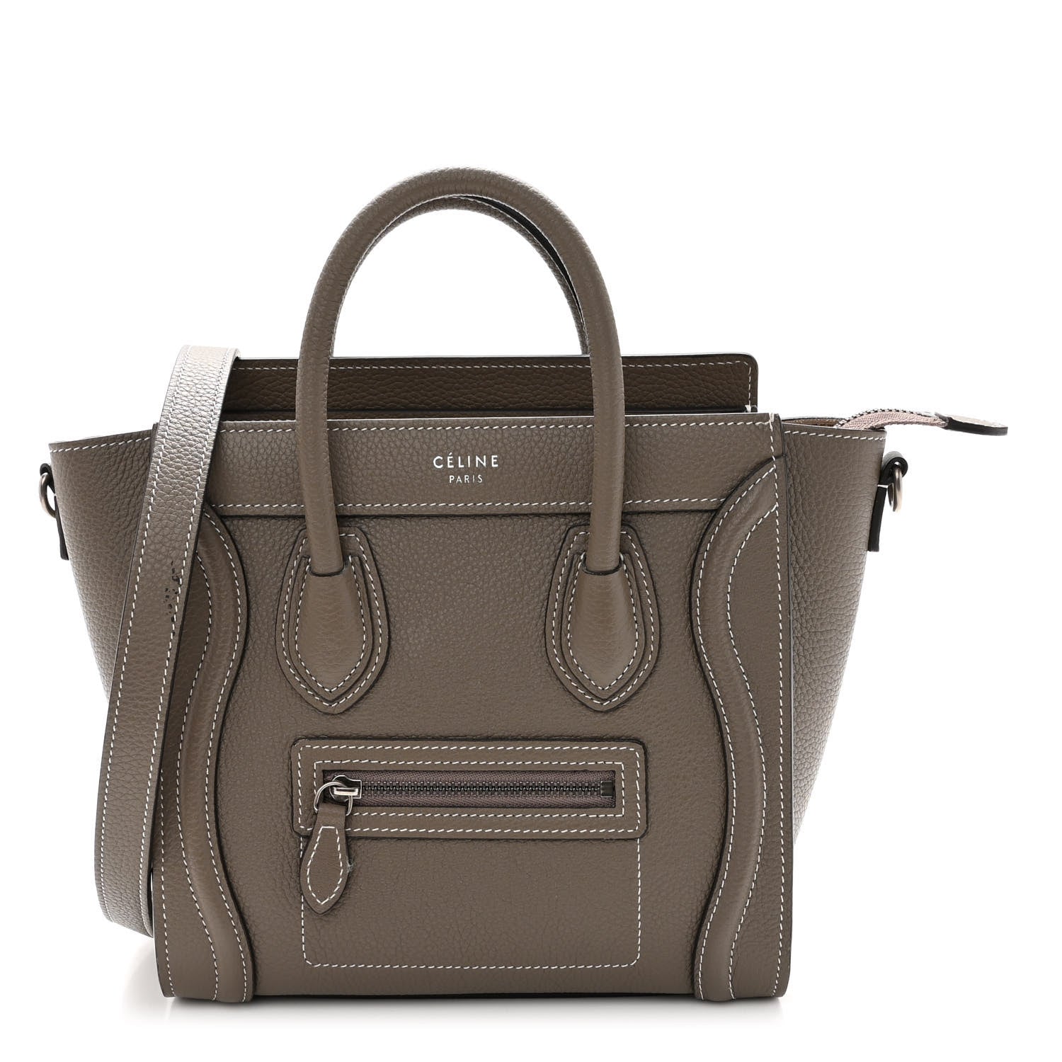 Celine Drummed Calfskin Nano Luggage Souris 1 of 11