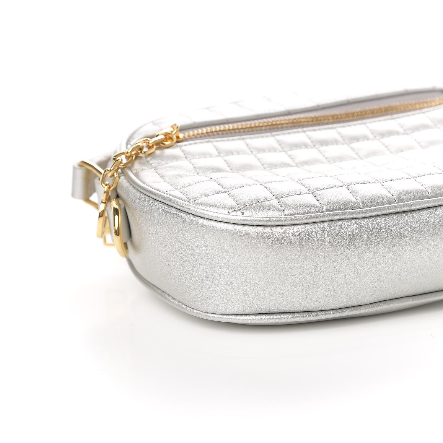 Celine Laminated Calfskin Quilted Small C Charm Bag Silver 9 of 11