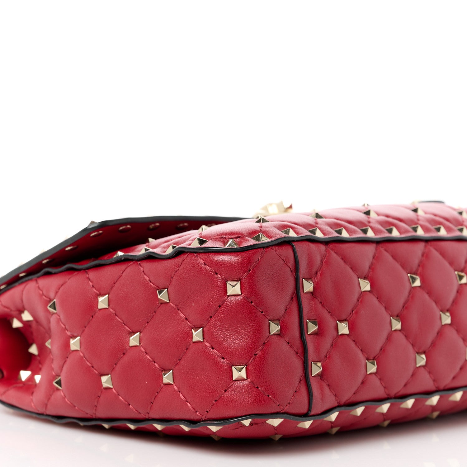 Valentino Garavani Lambskin Medium Rockstud Spike Shoulder Bag Red 10 of 11