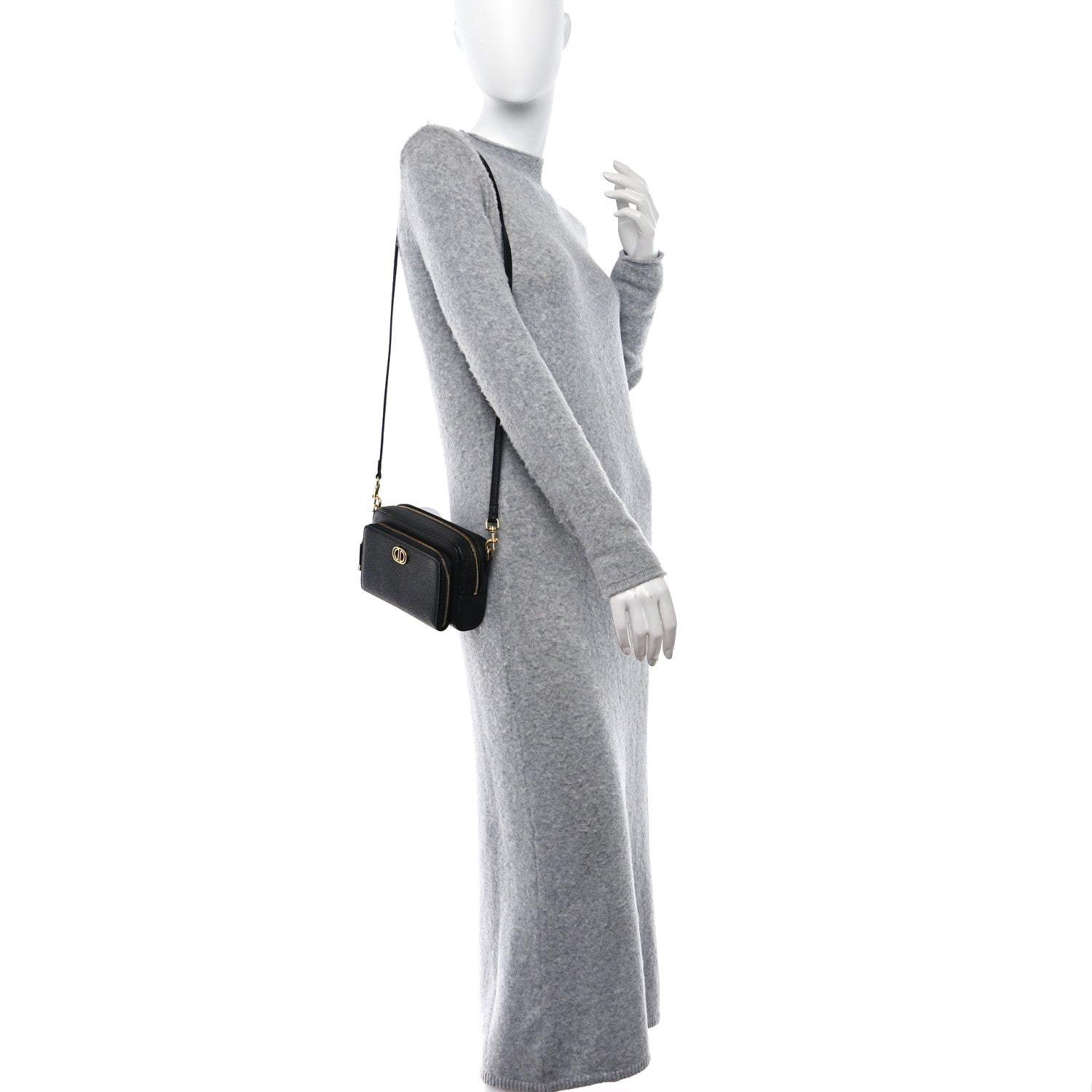 Christian Dior Grained Calfskin Caro Double Pouch Black 2 of 7