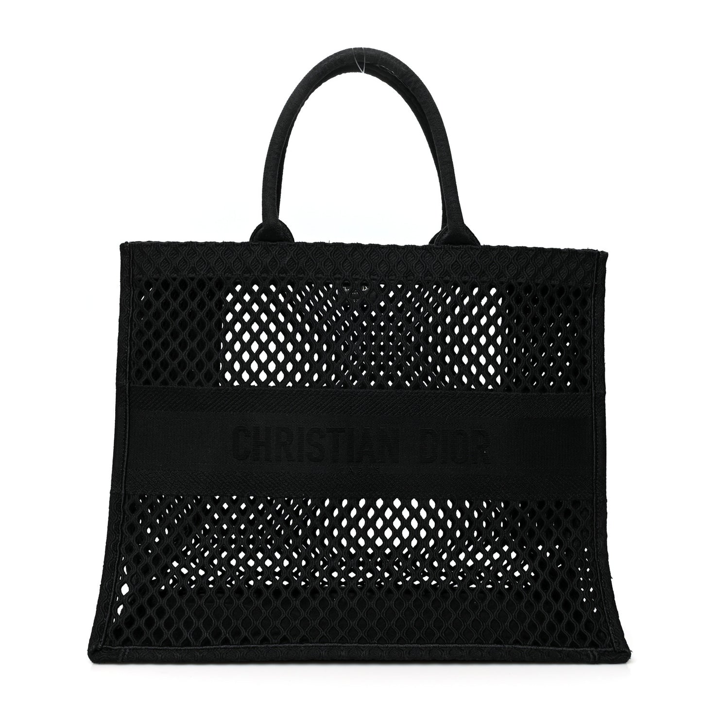 Mesh Embroidered Book Tote Black