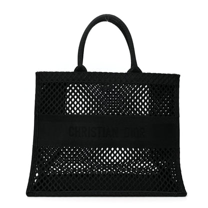 Christian Dior Mesh Embroidered Book Tote Black 1 of 12