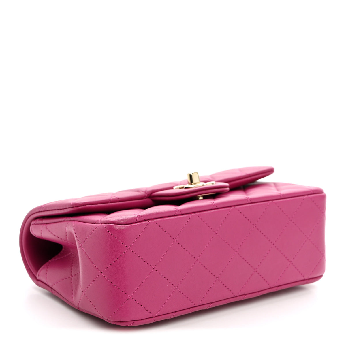 Chanel Lambskin Quilted Mini Top Handle Rectangular Flap Dark Pink 4 of 11