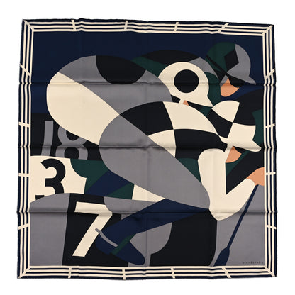 Hermes Silk 18-3-7 Scarf 90 Marine Gris Vert 1 of 3