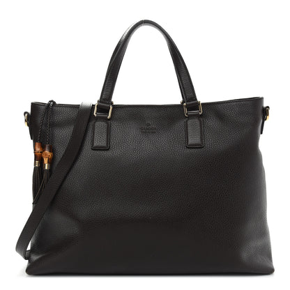 Gucci Calfskin Large Bamboo Tassel Top Handle Tote Brown 1 of 15