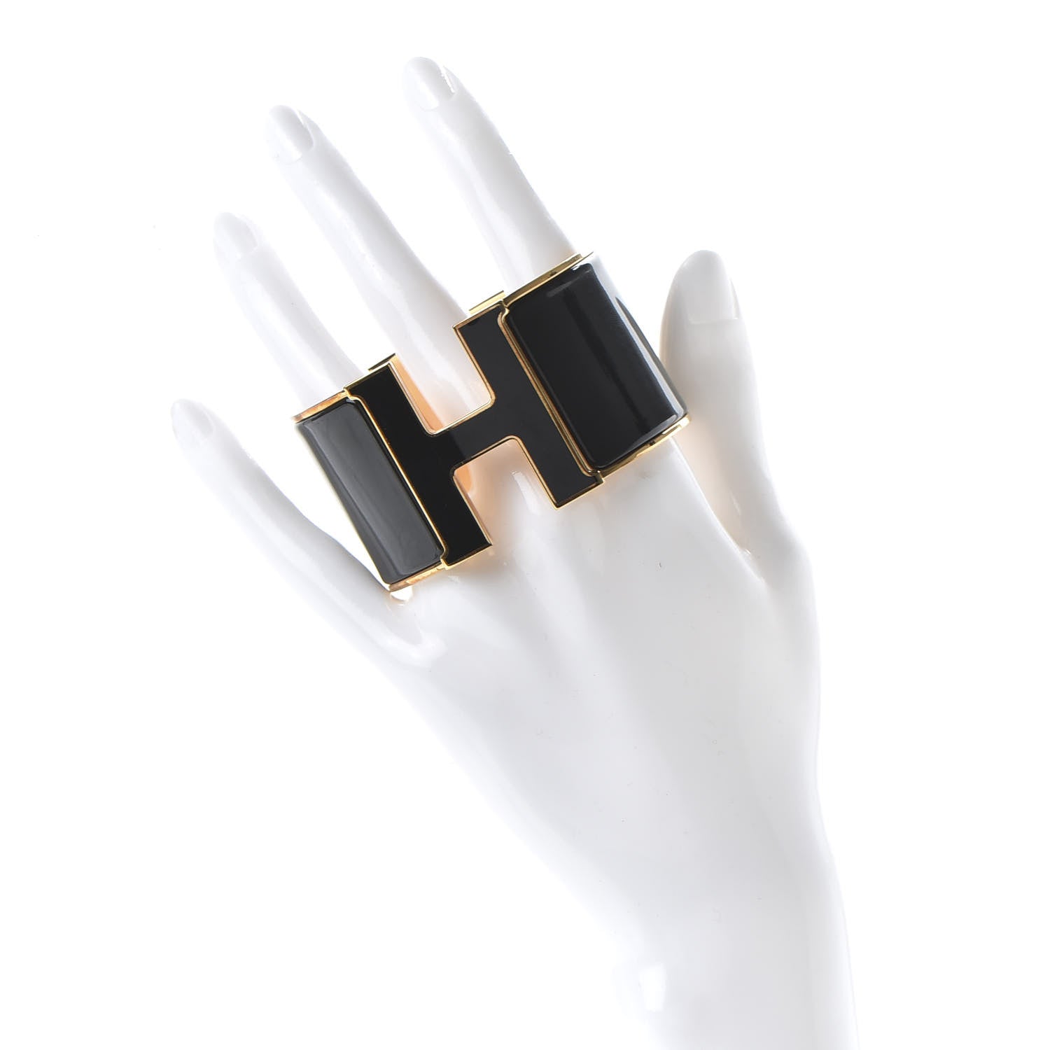 Hermes Enamel Extra Wide Clic Clac H Bracelet PM Black 2 of 6