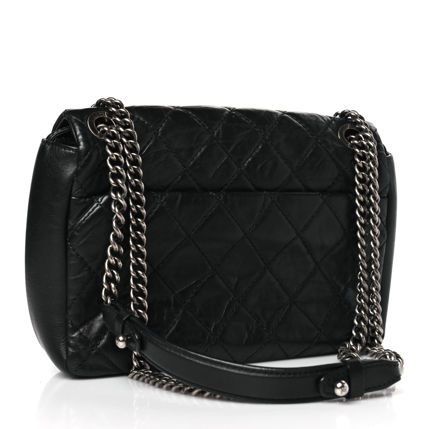 Chanel Aged Calfskin Quilted CC Square Flap Black 3 of 9