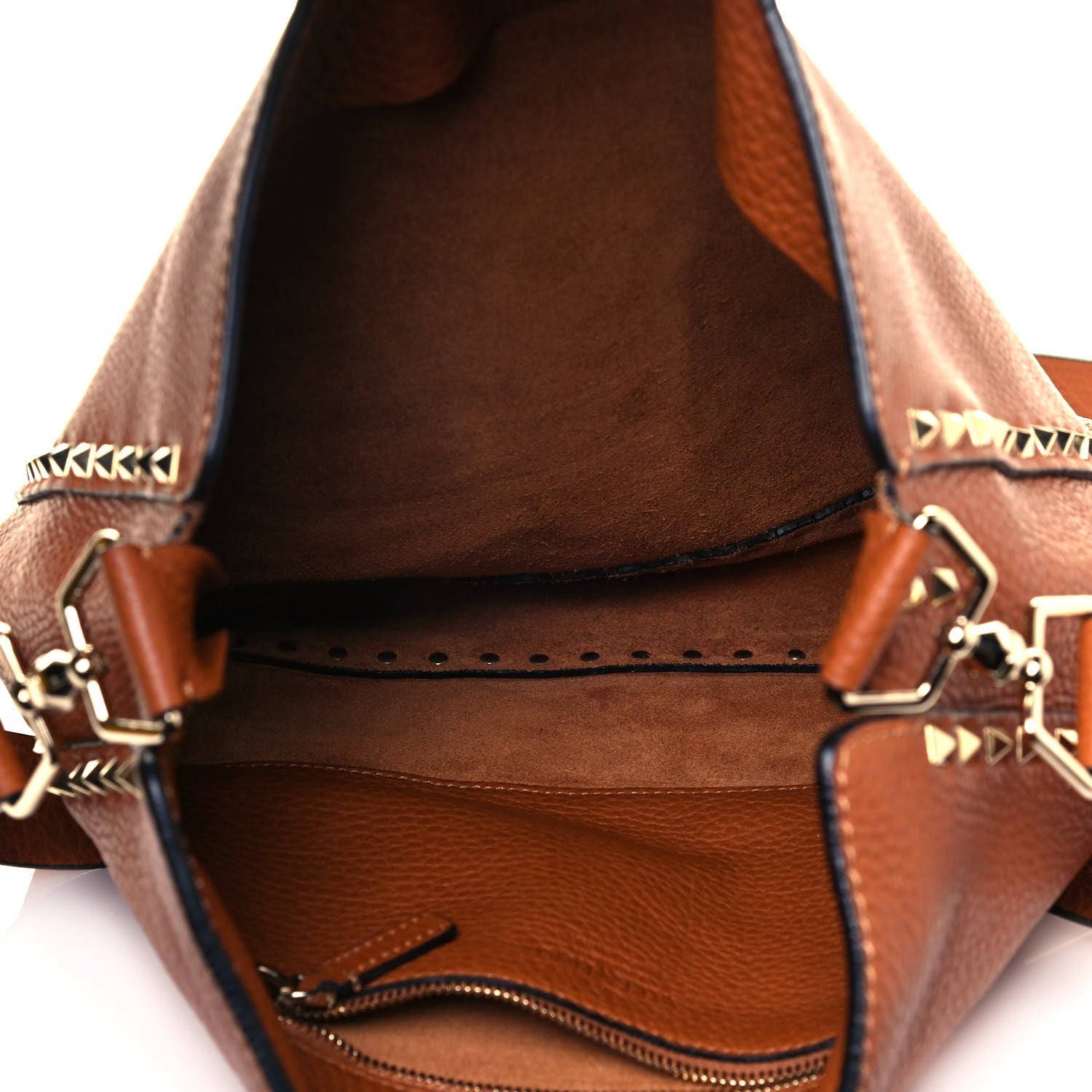 Valentino Garavani Pebbled Calfskin Large Rockstud Flip-Lock Messenger Bag Light Cuir 5 of 10