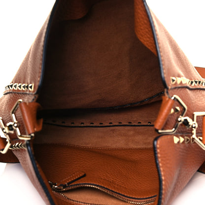 Valentino Garavani Pebbled Calfskin Large Rockstud Flip-Lock Messenger Bag Light Cuir 5 of 10