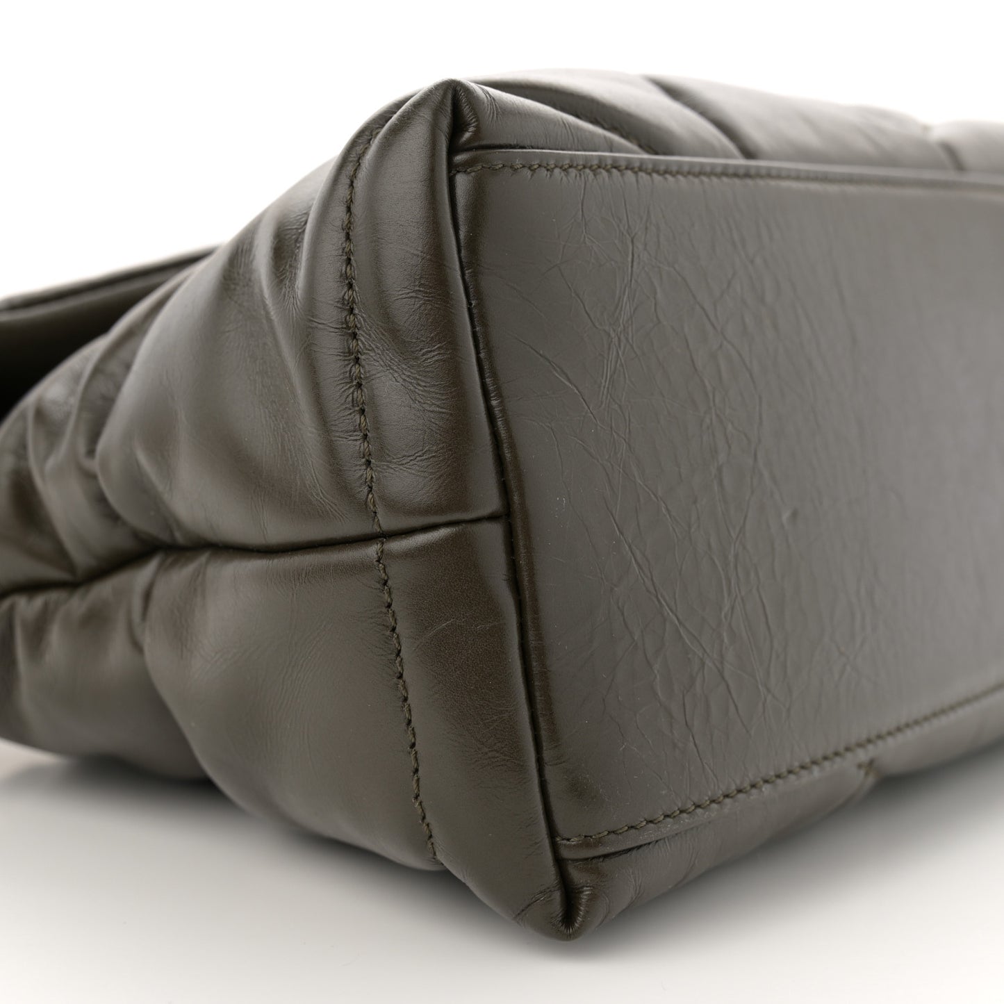 Lambskin Quilted Small Loulou Puffer Monogram Chain Satchel Light Musk