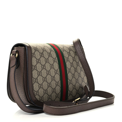 Gucci GG Supreme Monogram Web Small Ophidia Flap Messenger Bag Brown 3 of 12