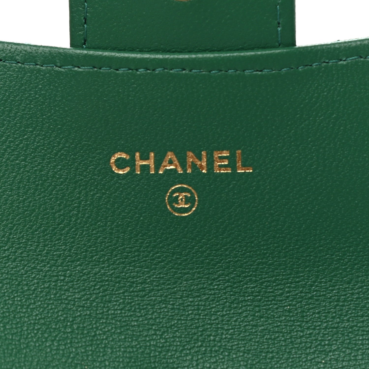 Chanel Lambskin Quilted Flap Card Holder Wallet Green 6 of 8