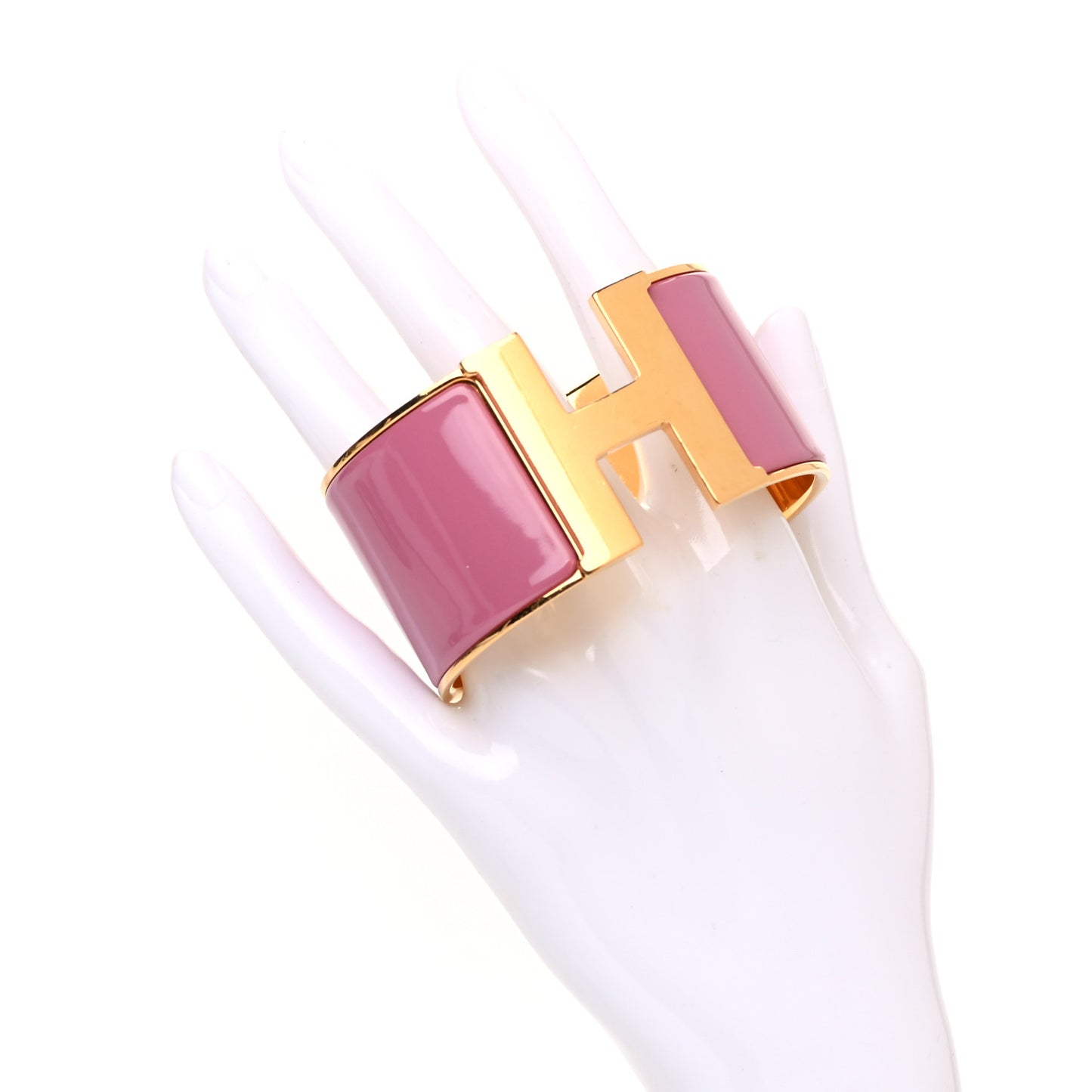 Enamel Extra Wide Clic Clac H Bracelet PM Rose Velours