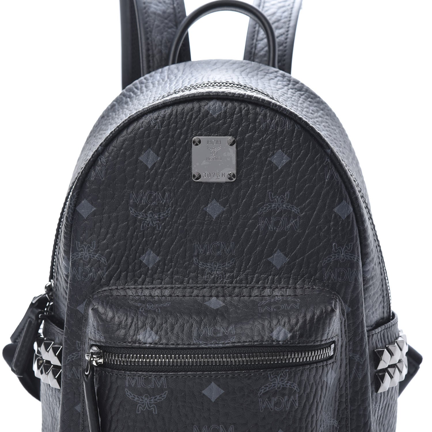 MCM Visetos Side Stud Mini Stark Backpack Black 7 of 9