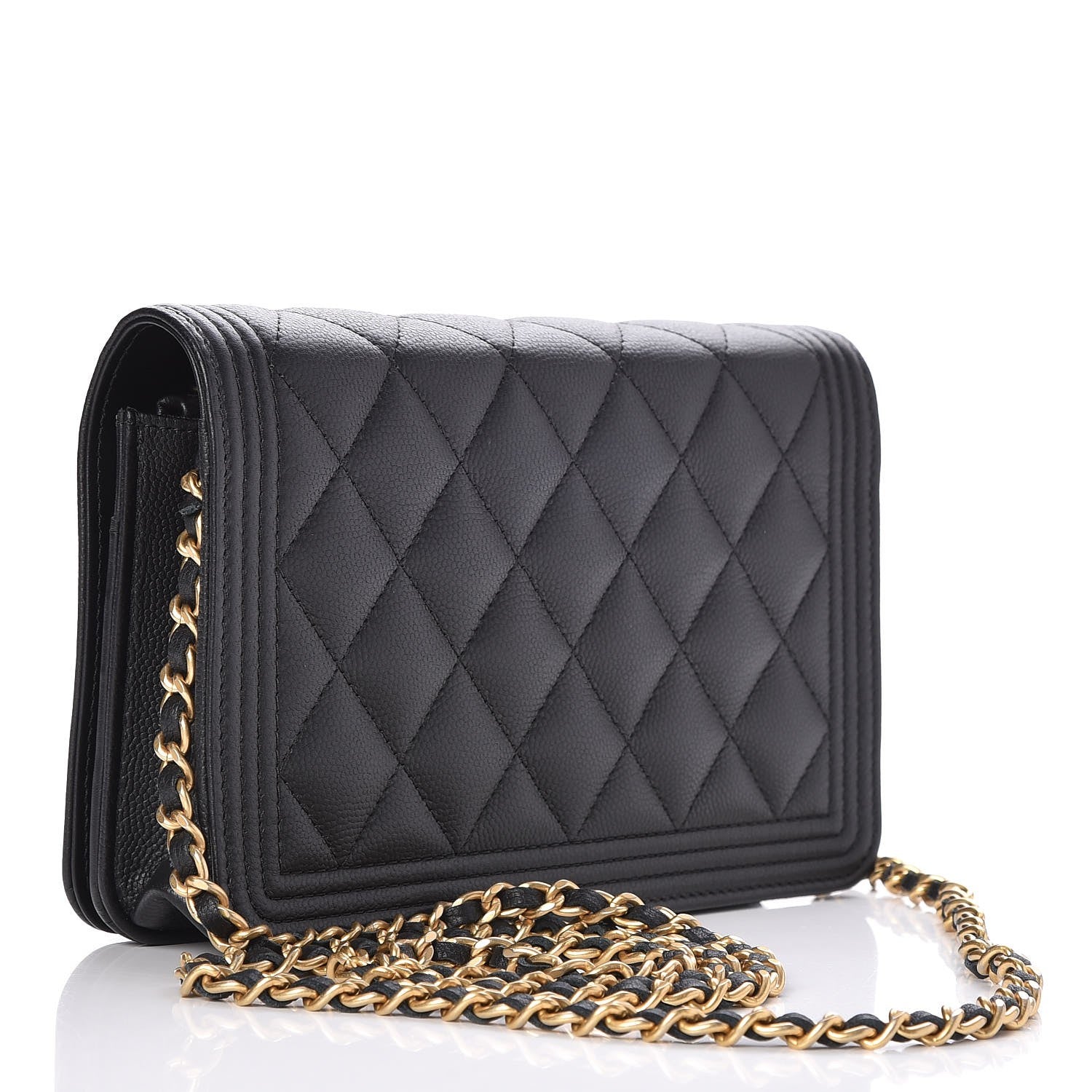 Chanel Caviar Quilted Boy Wallet On Chain WOC Black 3 of 9