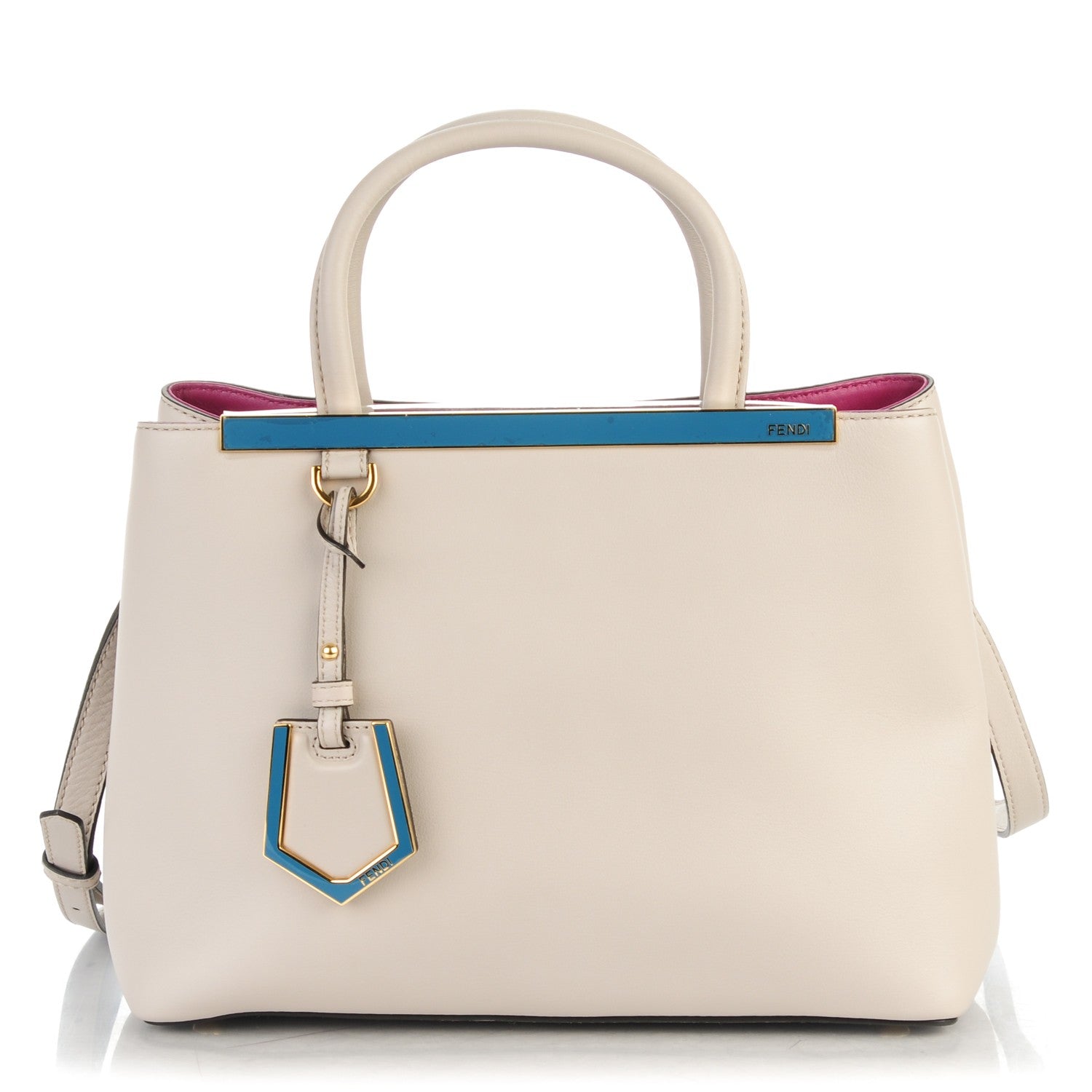 Fendi Vitello Dolce Century Petite 2Jours Tote Grigio Polvere Ciclamino 1 of 9
