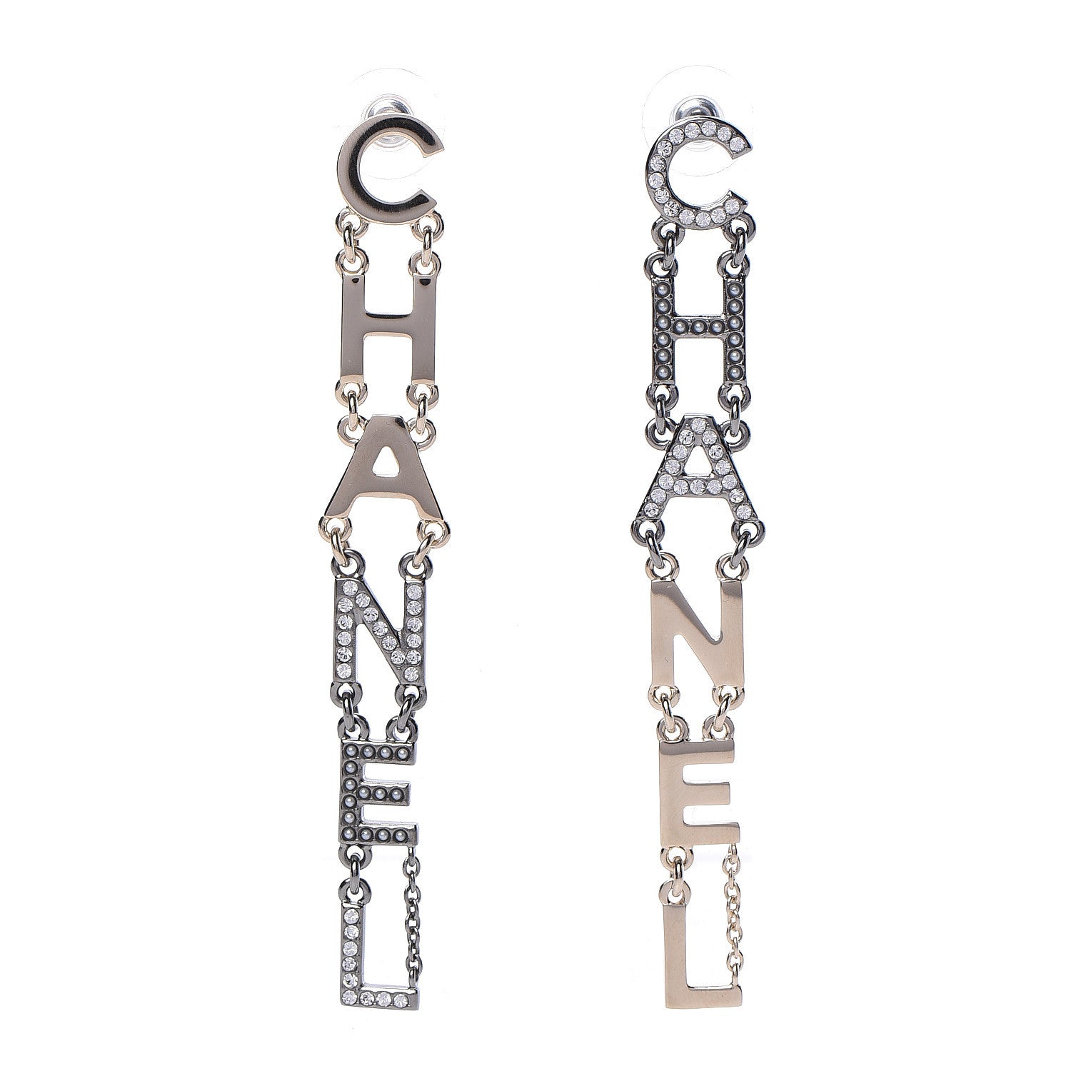 Chanel Crystal Pearl Bright Young Things Earrings Gold Ruthenium 1 of 5