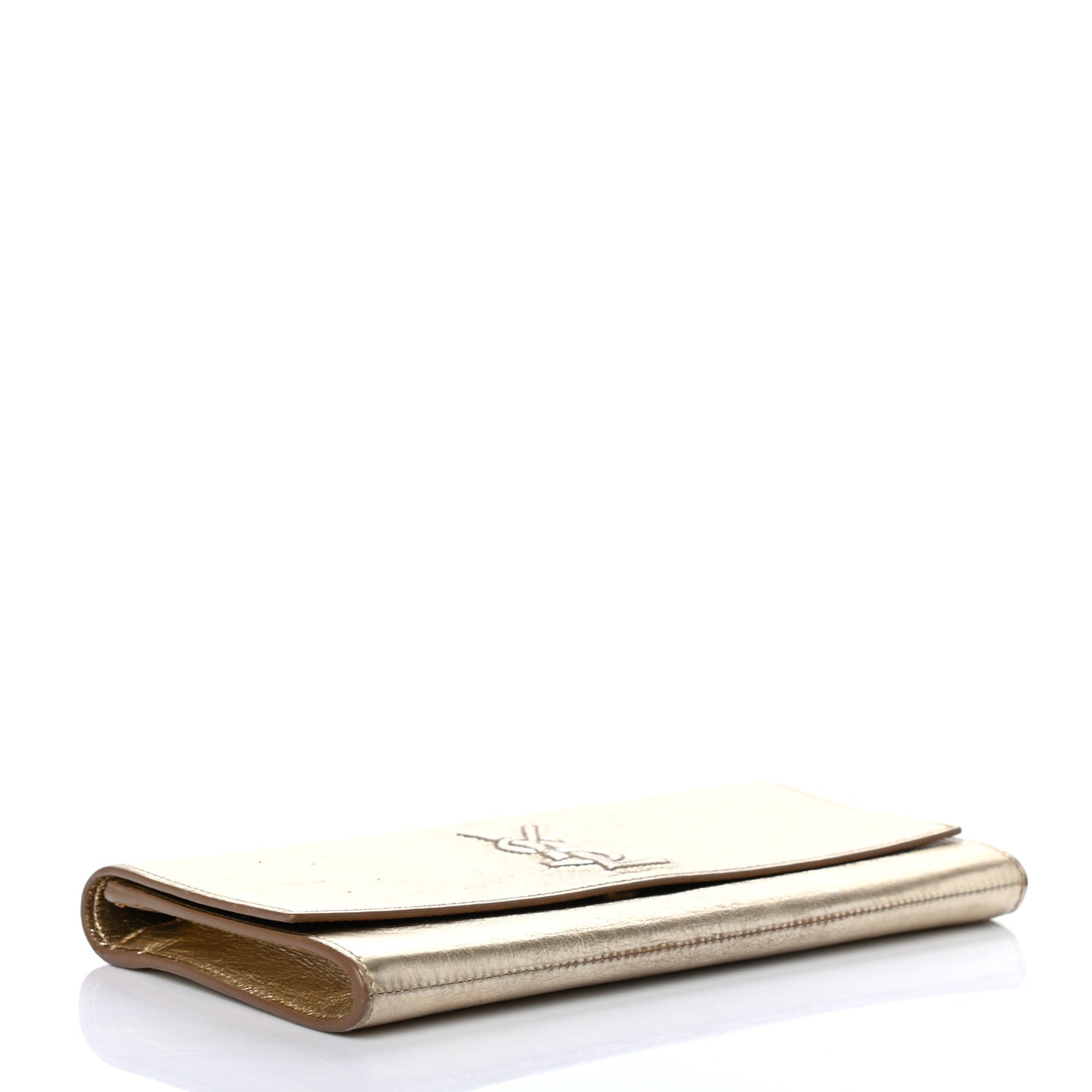 Metallic Textured Calfskin Monogram Small Belle De Jour Clutch Gold