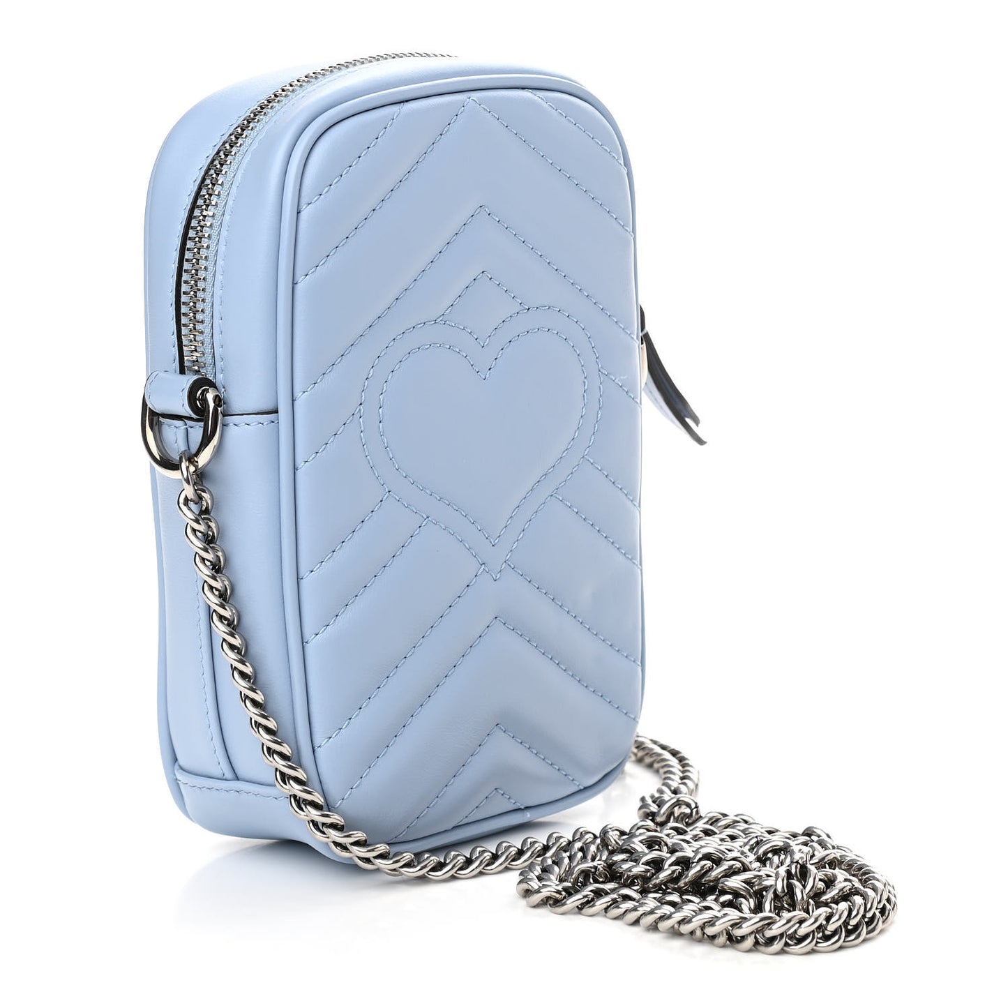Calfskin Matelasse Mini GG Marmont Crossbody Bag Porcelain Light Blue