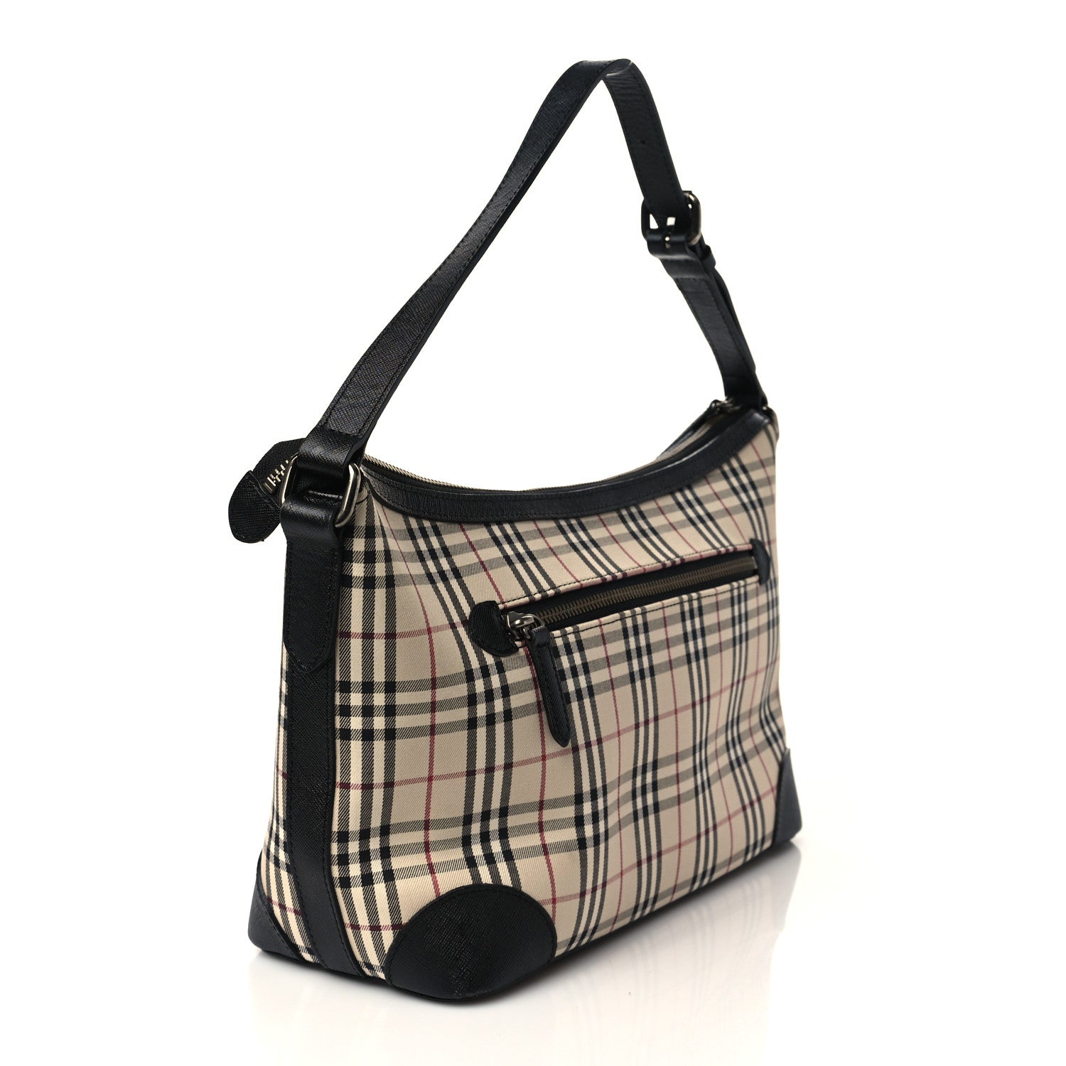 Burberry Saffiano Check Shoulder Bag Black 2 of 5