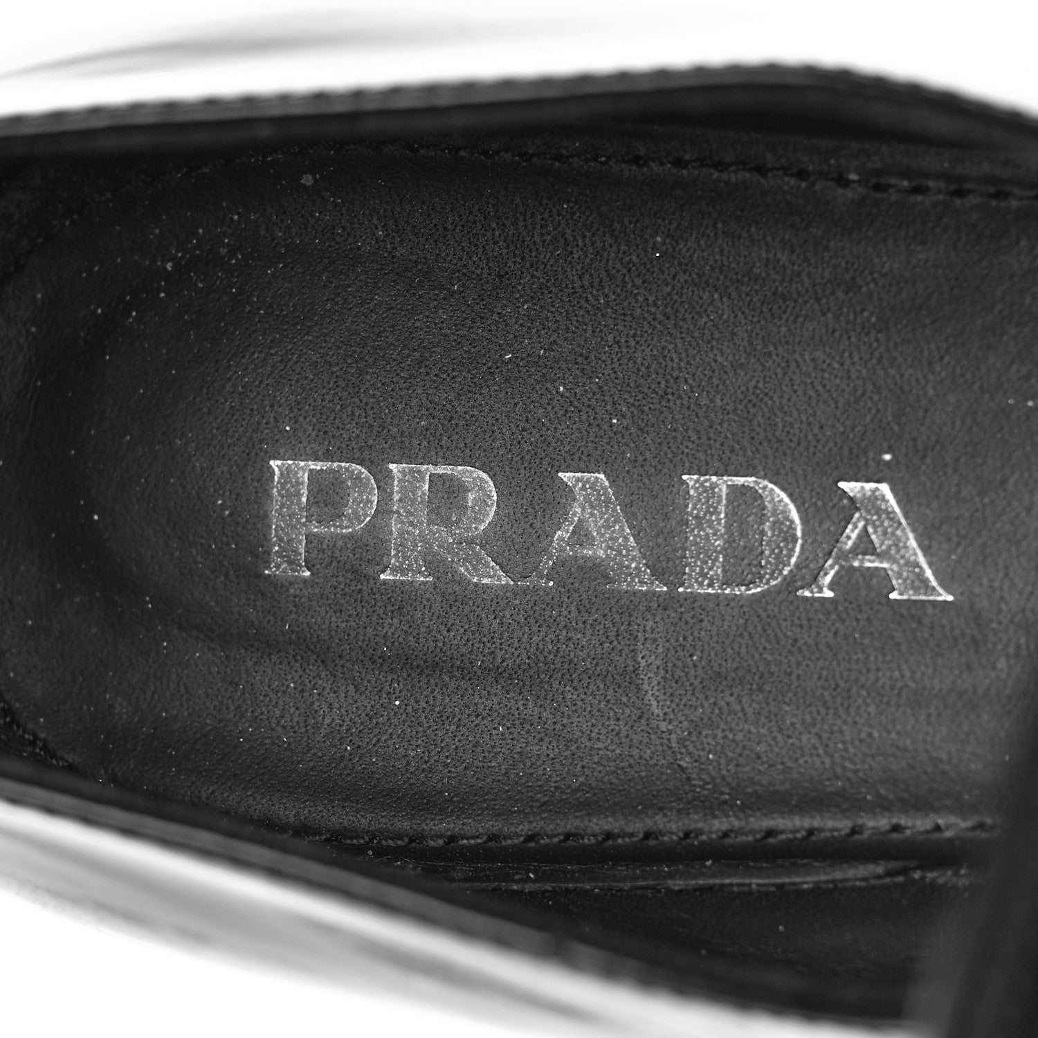 Prada Spazzolato Metal Triangle Logo 50mm Loafers 41 Black 10 of 13