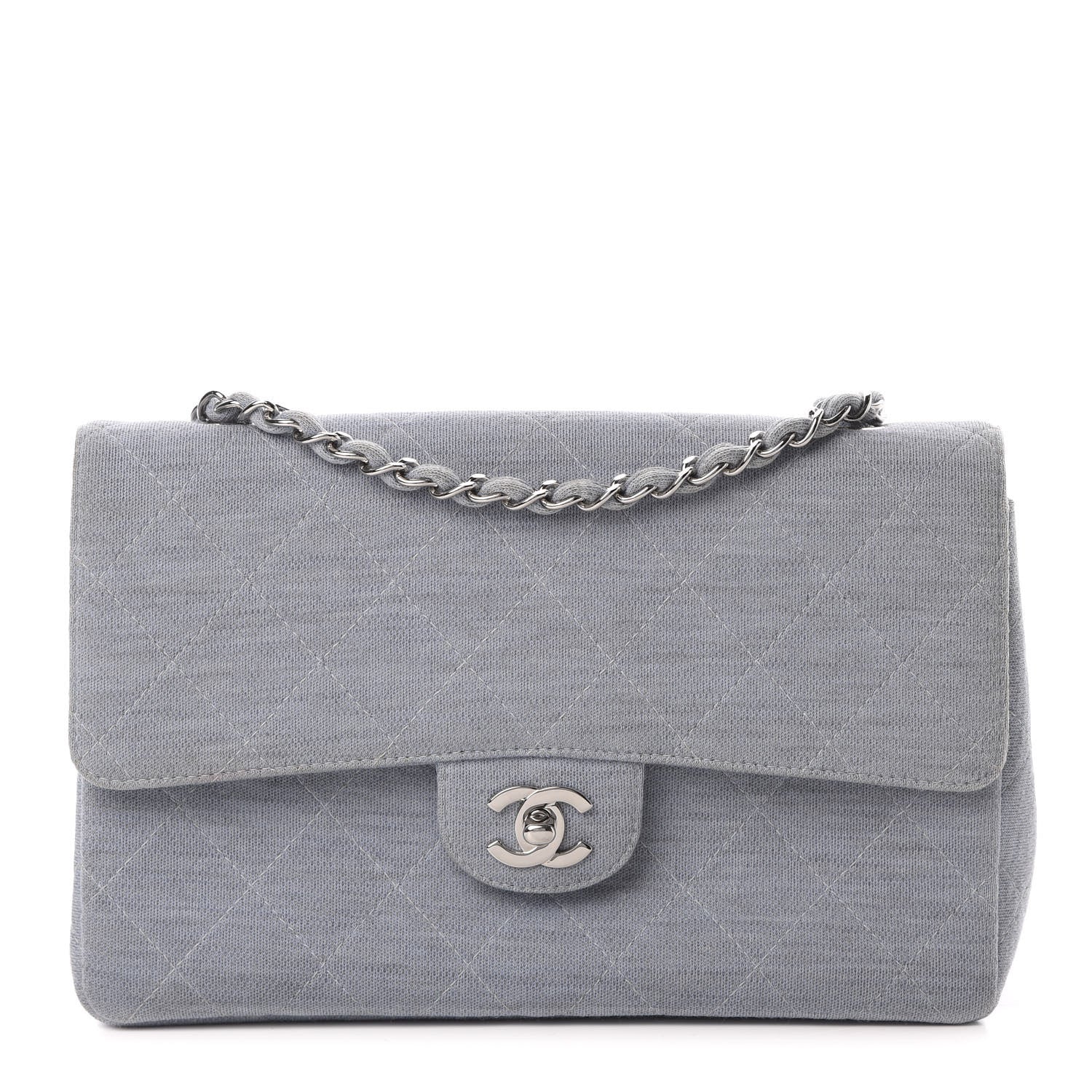 Chanel Jersey Quilted Medium Single Flap Blue 1 of 12