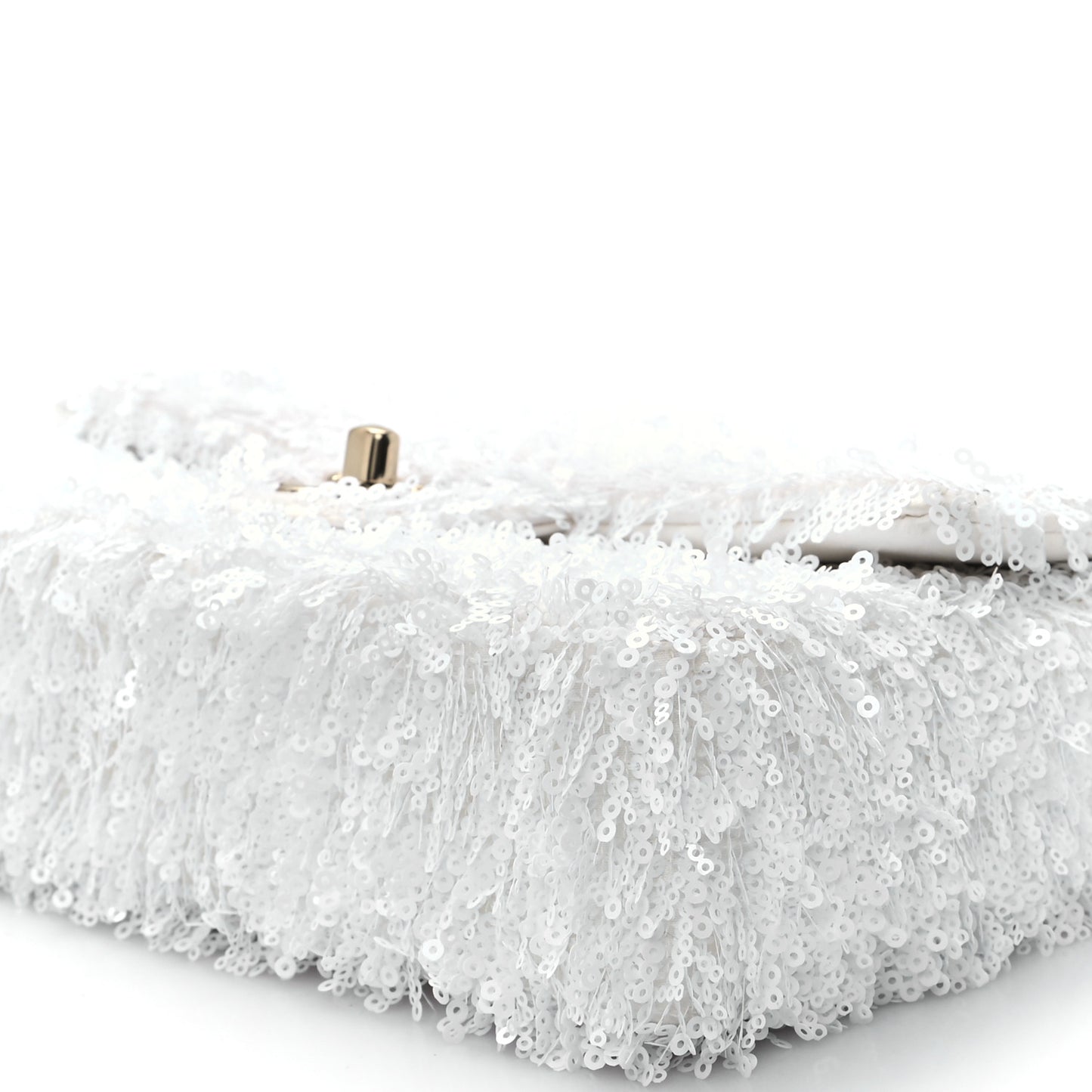 Sequin Mini Rectangular Flap White