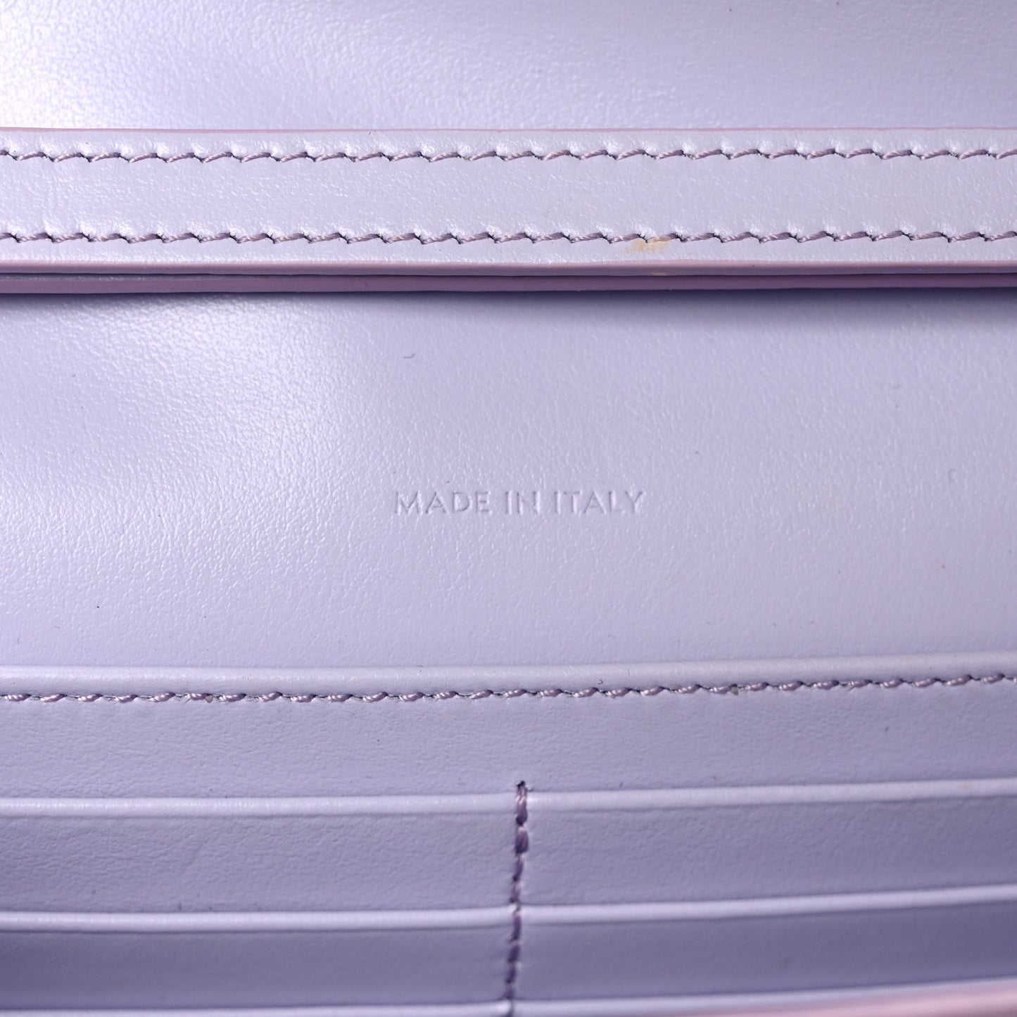 Shiny Calfskin Triomphe Margo Wallet on Chain Light Lavender