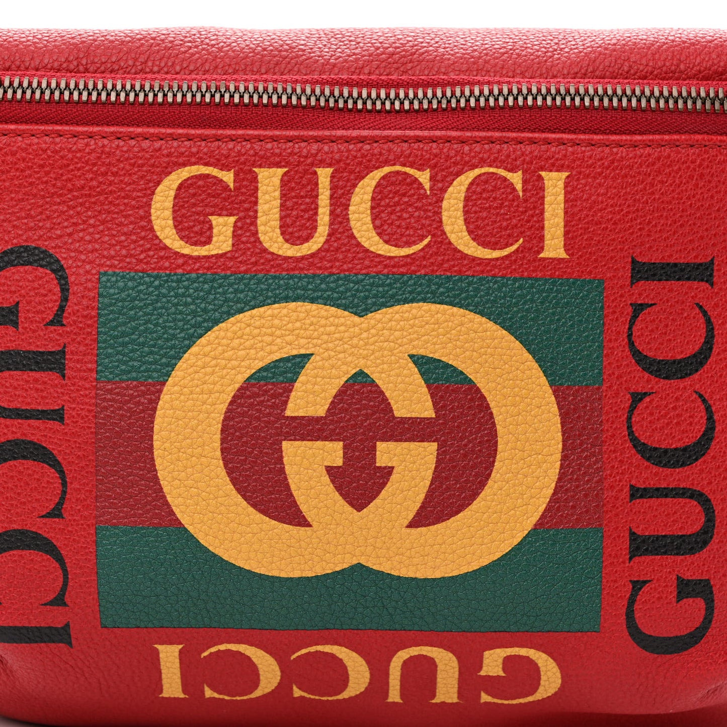 Grained Calfskin Logo Belt Bag Hibiscus Red