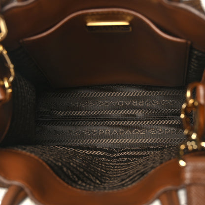 Prada Jacquard Saffiano Triangolo Symbole Embroidered Micro Tote Tobacco Talco 5 of 8