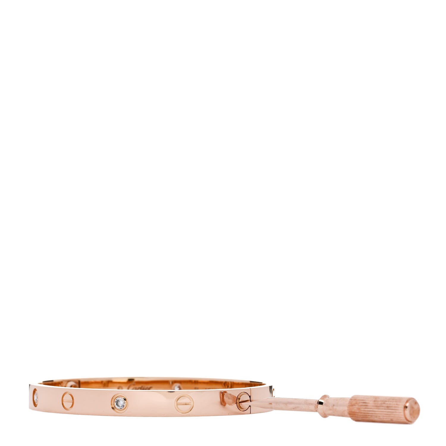 Cartier 18K Pink Gold 4 Diamond LOVE Bracelet 18 3 of 9