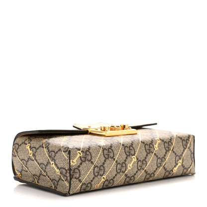 Gucci GG Supreme Monogram Calfskin Horsebit Print Mini Padlock Top Handle Shoulder Bag Beige Ebony Light Pink 4 of 14