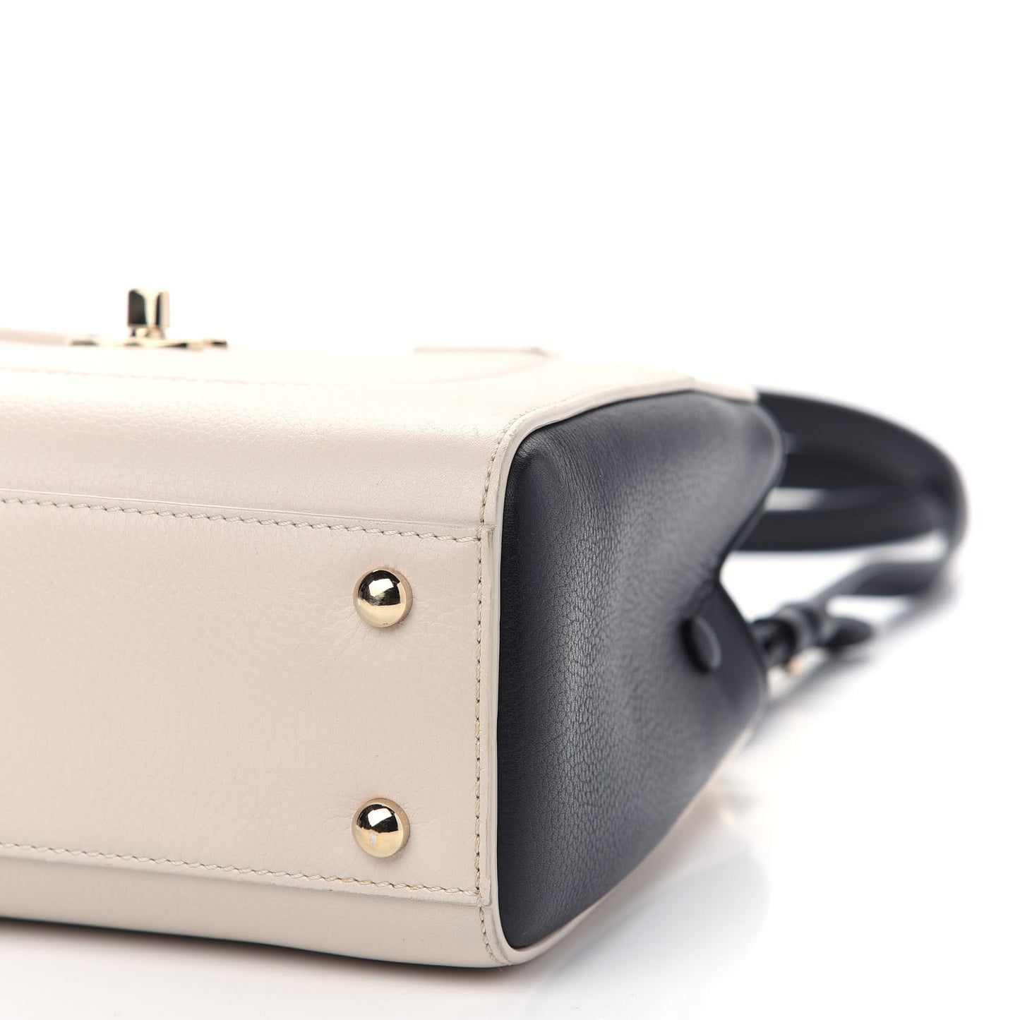 Grained Calfskin Mini Bi-Color Neo Executive Shopper Tote Beige Black