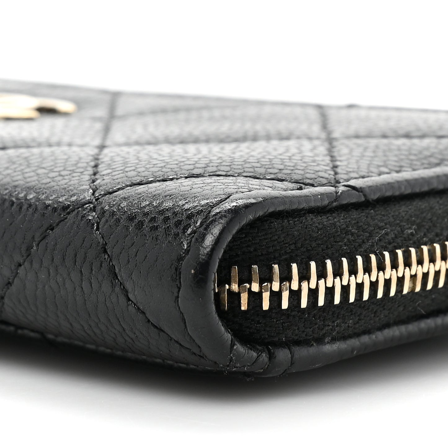 Caviar Quilted CC Zip Around Card Holder Black