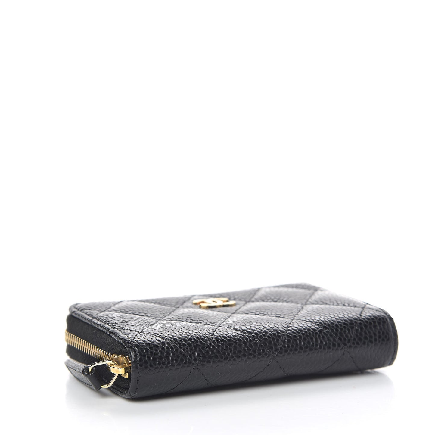 Caviar Quilted Zip Coin Purse Black