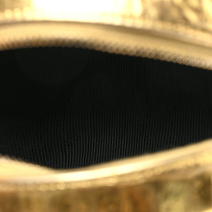 Chanel Metallic Calfskin Crocodile Embossed Cocodile Round Clutch with Chain Gold 5 of 10