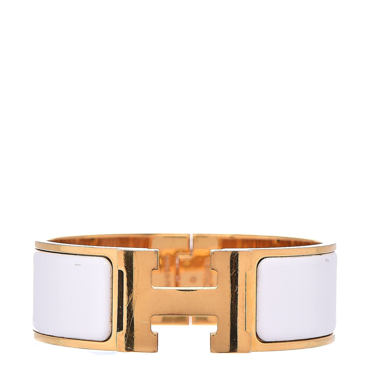 Enamel Wide Clic Clac H Bracelet PM White