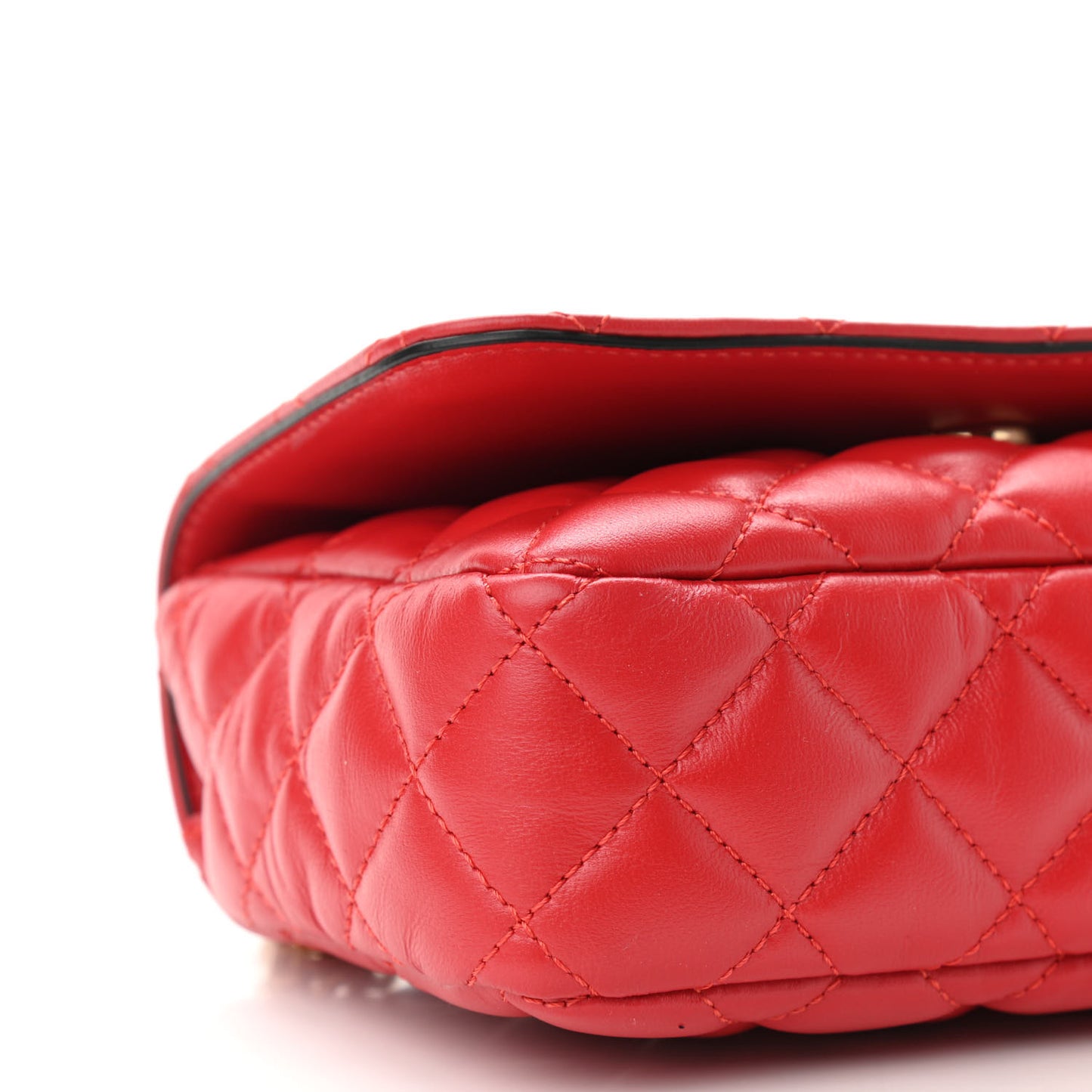 Nappa Quilted Small Medusa Chain Crossbody Red