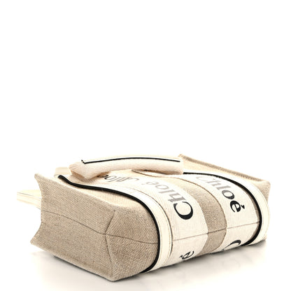 Chloe Cotton Calfskin Mini Woody Ribbon Tote White Light Brown 4 of 10