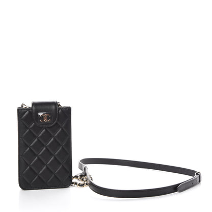 Chanel Lambskin Quilted CC Phone Holder Black 5 of 12