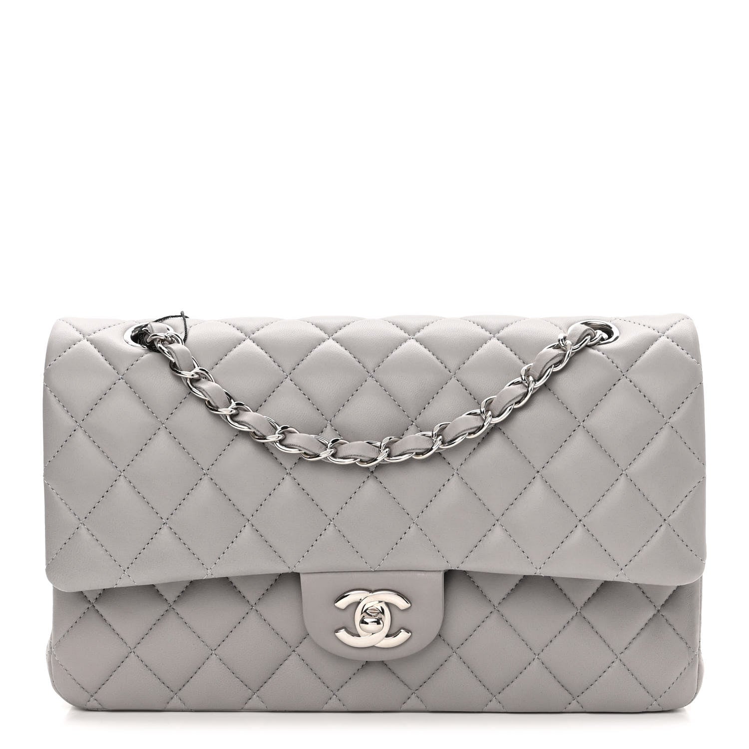 Chanel Lambskin Quilted Medium Double Flap Grey 1 of 11