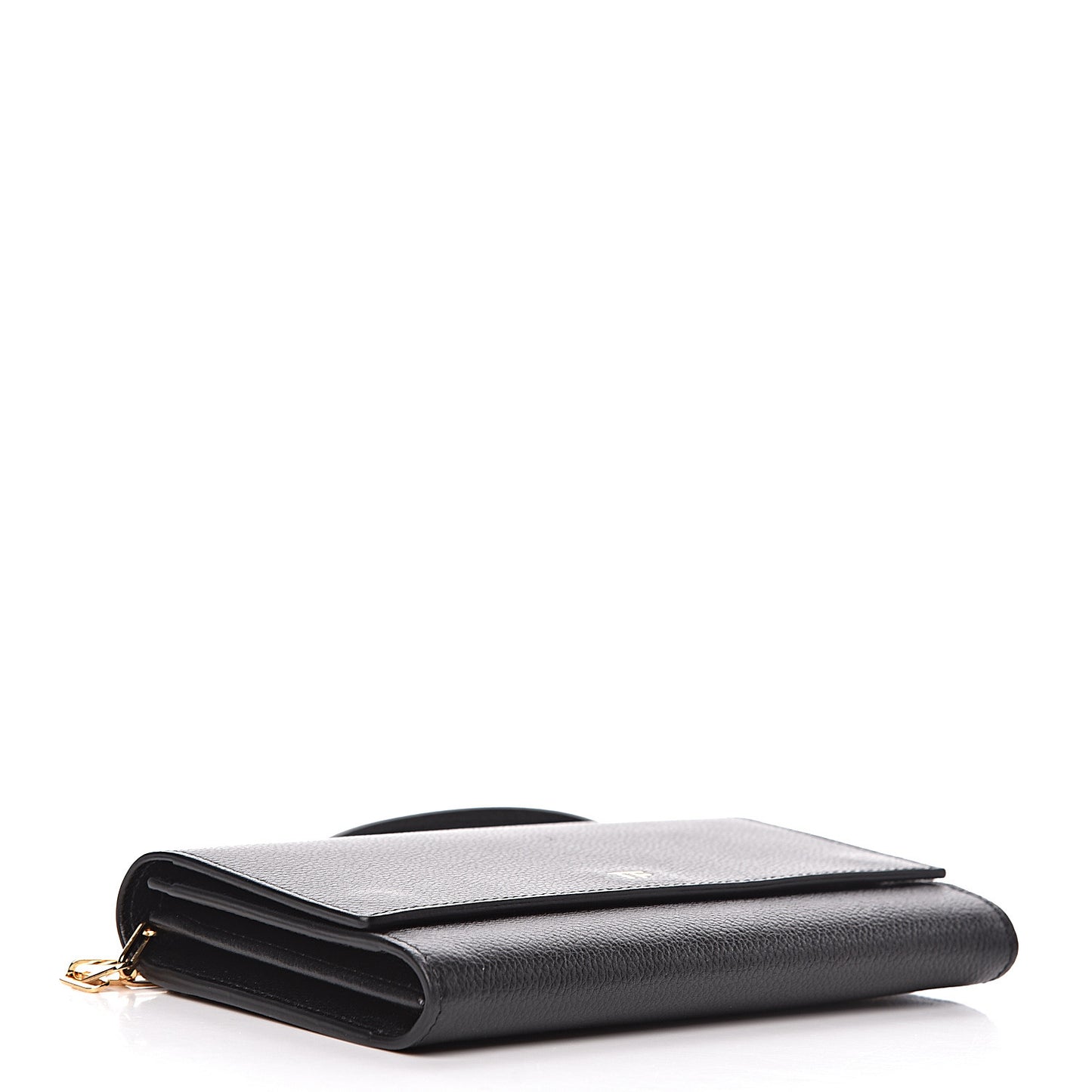 Pebbled Calfskin Wallet On Chain Black