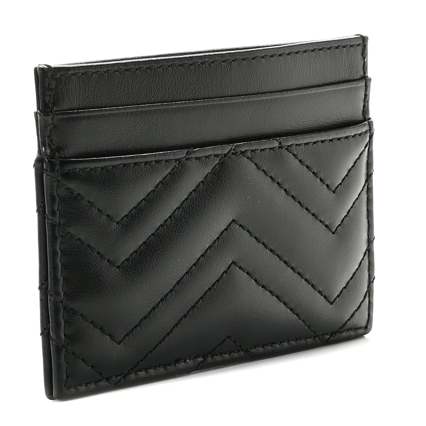 Calfskin Matelasse GG Marmont Card Holder Black