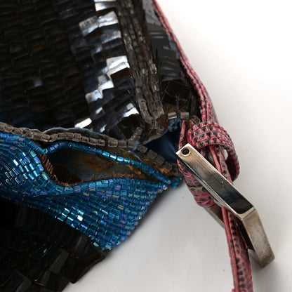 Fendi Sequin Beaded Lizard Baguette Black Multicolor 13 of 13