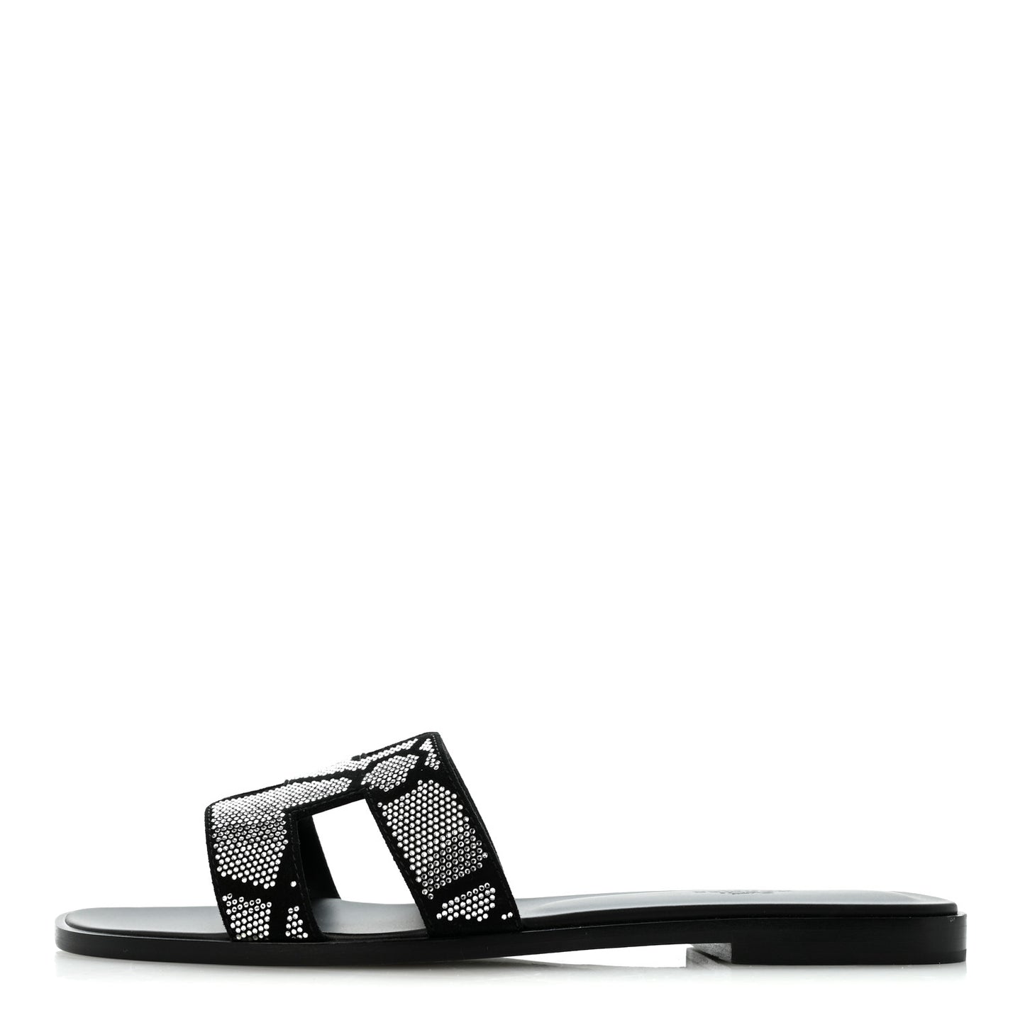 Suede Goatskin Crystal Figure Artistique Oran Sandals 40 Black Cristal