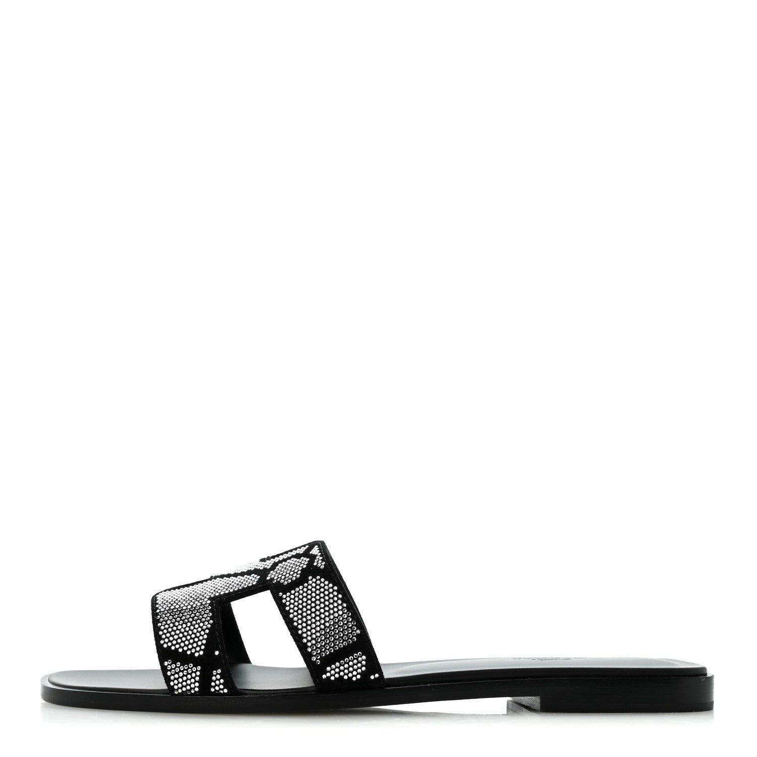 Hermes Suede Goatskin Crystal Figure Artistique Oran Sandals 40 Black Cristal 1 of 10