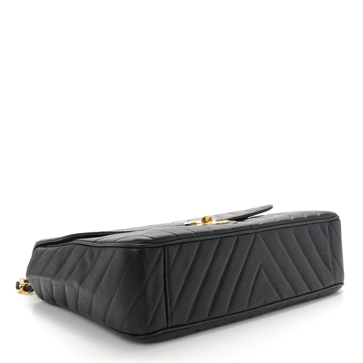 Chanel Caviar Chevron Quilted Maxi Single Flap Black 4 of 10