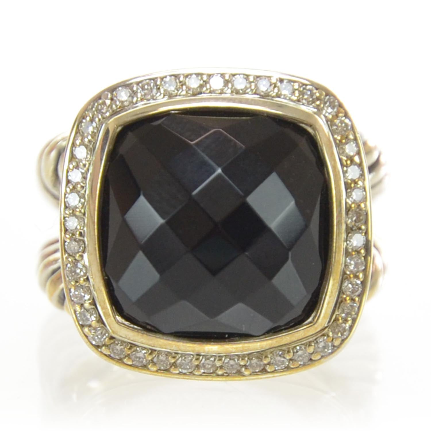 David Yurman Sterling Silver Diamond Black Onyx 14mm Albion Ring 54 7 1 of 6